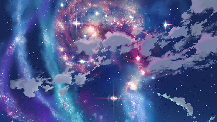 Ilustración de galaxia, Niños que persiguen voces perdidas, Makoto Shinkai, anime, Fondo de pantalla HD