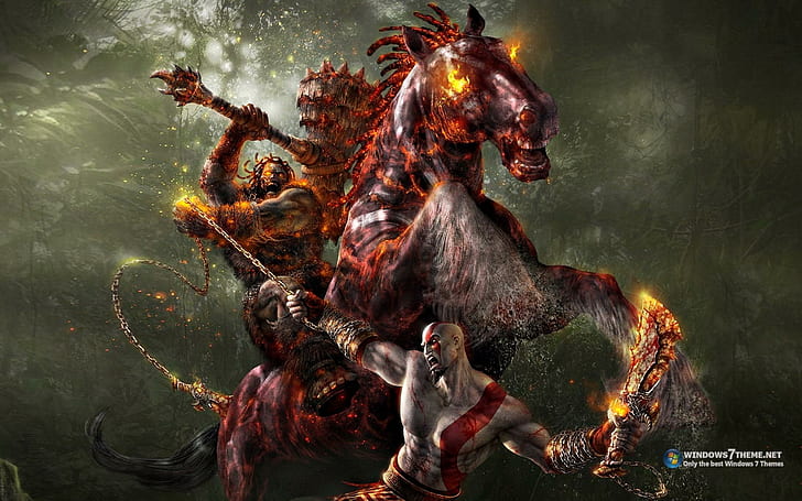 God Of War, video game, luta, guerra, cavalo, games, HD wallpaper