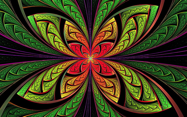 illusione ottica multicolore, brillante, a forma di fiore, multicolore, Sfondo HD