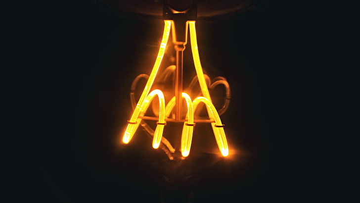 cables eléctricos amarillos, lámpara, electricidad, espiral, luminiscencia, Fondo de pantalla HD