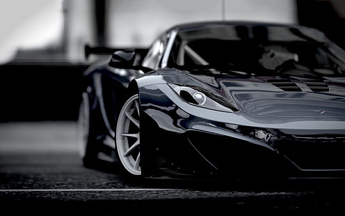 черен луксозен автомобил, автомобил, McLaren, превозно средство, McLaren MP4-12C, HD тапет HD wallpaper