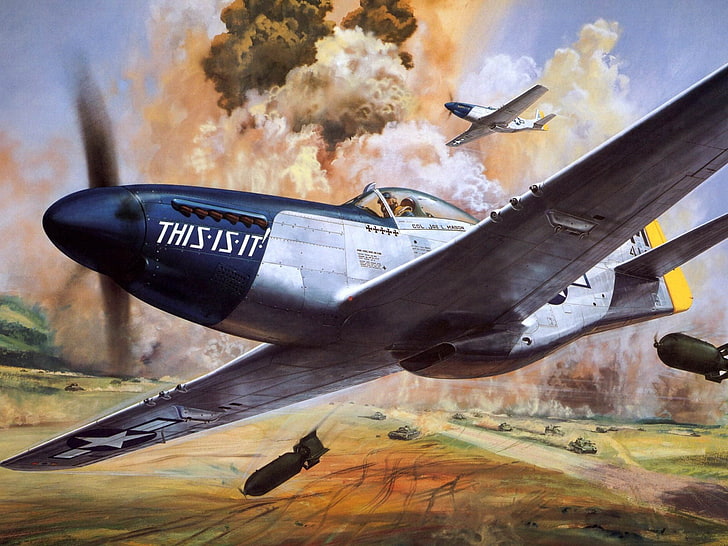 灰色の戦闘機の絵画、戦闘機、爆弾、軍事行動、 HDデスクトップの壁紙