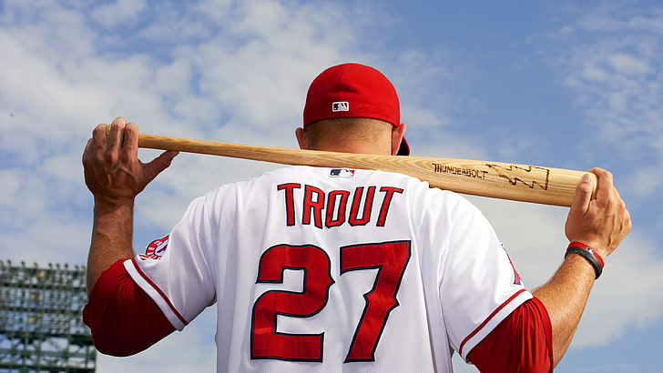 Zdjęcia Trouta 27 baseballistów, baseball, czołowych graczy w baseball, Mike Trout, Los Angeles Angels of Anaheim, Tapety HD