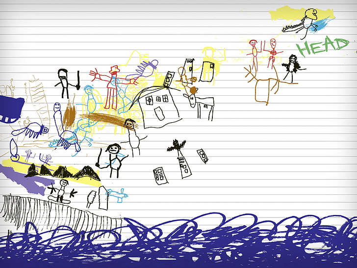 people and house drawings, sea, mountains, people, snowboarding, figure, leaf, home, dinosaur, deer, skeleton, mental, child, retarded, Head, HD wallpaper
