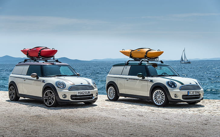 2013 Mini Clubvan Duo Camper Concept, 2 white mini cooper, concept, 2013, mini, clubvan, camper, cars, HD wallpaper