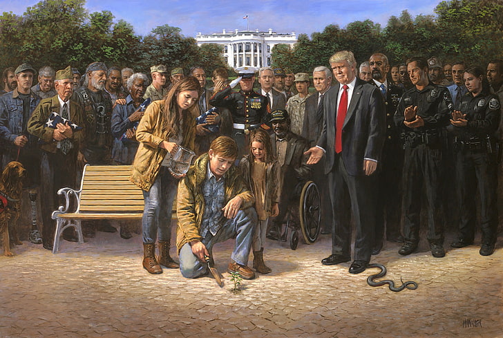 veteran, Washington, presiden, AS, Capitol, Gedung putih, Donald Trump, Trump, Jon McNaughton, Wallpaper HD
