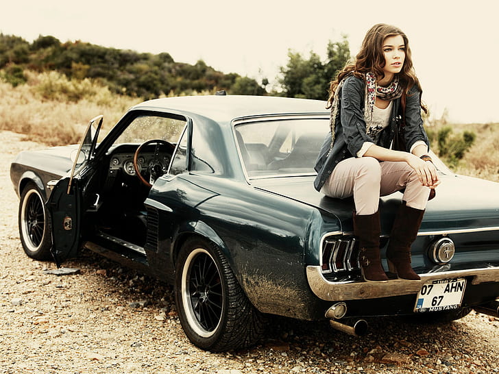 route, machine, fille, maquette, Mustang, voiture, Ford, gravier, 1967, Fond d'écran HD