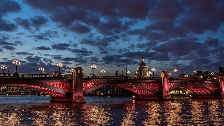 London, Abenddämmerung, Brücke, HD-Hintergrundbild