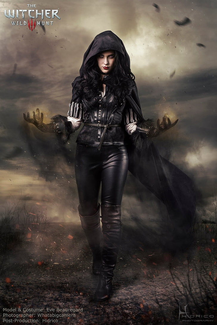 The Witcher Wild Hunt плакат за игра, косплей, Yennefer of Vengerberg, Eve Beauregard, The Witcher 3: Wild Hunt, тясно облекло, HD тапет, тапет за телефон