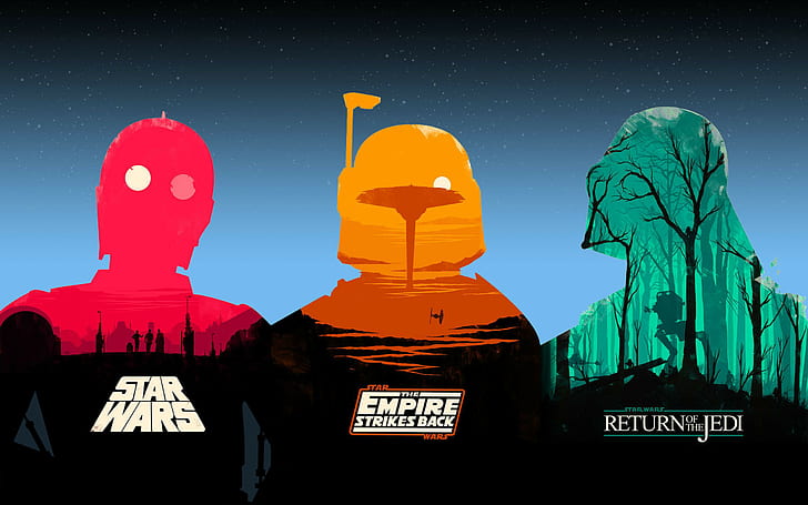 Hintergrund, Star Wars, Darth Vader, Die ursprüngliche Trilogie, Bobba Fett, C-3PO, HD-Hintergrundbild