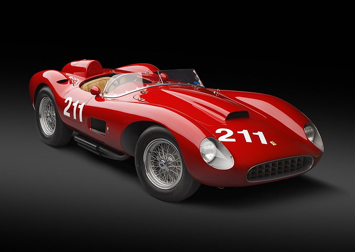 Estructura de la cama del coche rojo y blanco, Ferrari, Testa Rossa, Ferrari 250, Ferrari 1957, Fondo de pantalla HD