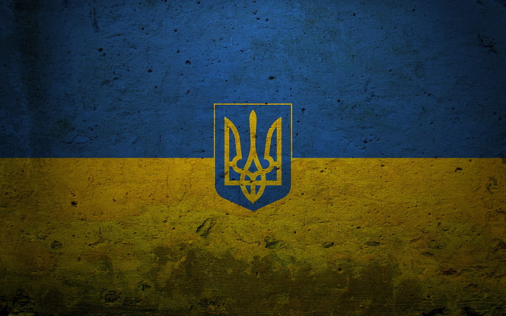 Flag, Coat of arms, Ukraine, Paint, HD wallpaper