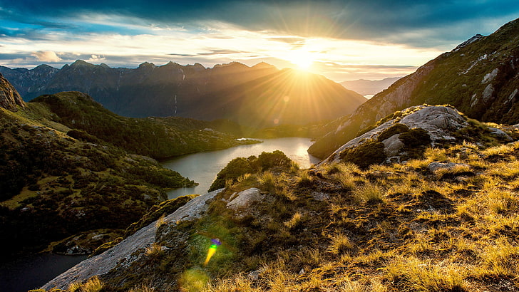danau gunung matahari terbit, Wallpaper HD