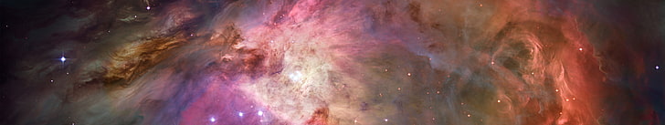 orange, grå och rosa galax, Orion, nebulosa, rymd, stjärnor, solar, ESA, Hubble Deep Field, galax, multipelskärm, trippel skärm, HD tapet