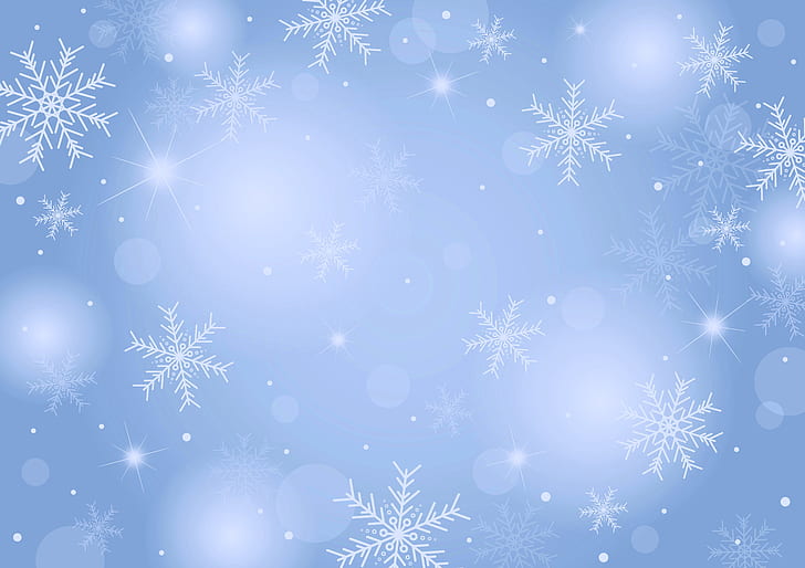 зима, сняг, снежинки, фон, Коледа, синьо, HD тапет