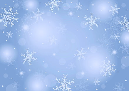 vinter, snö, snöflingor, bakgrund, jul, blå, HD tapet HD wallpaper