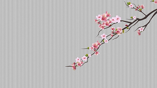 cherry trees, cherry blossom, minimalism, dots, Pink flower, HD wallpaper HD wallpaper