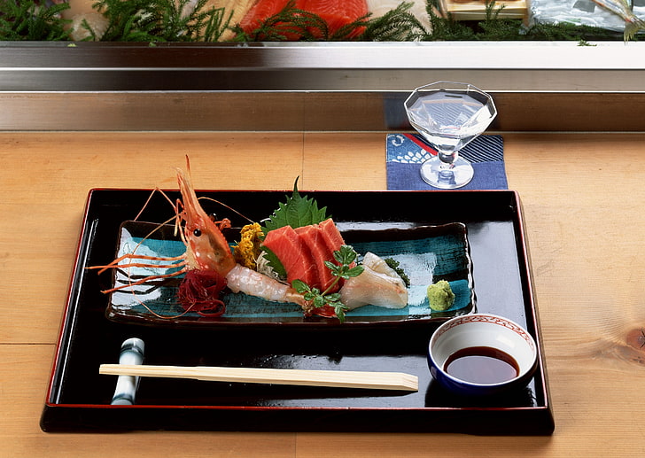 Japanese dish, japanese cuisine, serving seafood, japan, HD wallpaper
