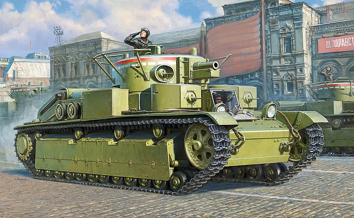 戦車、ソ連、赤軍、アベレージ、T-28、装甲部隊、3砲塔、 HDデスクトップの壁紙