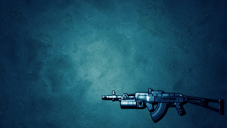 black gun, weapons, minimalism, with modifications, HD wallpaper