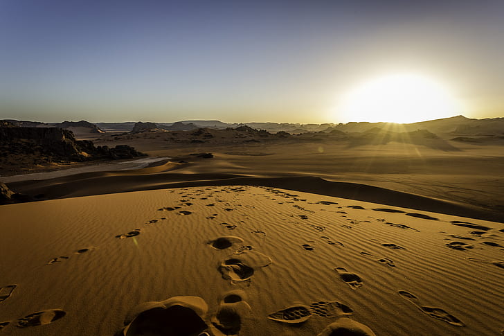 지구, 사막, 아프리카, 알제리, 모래 언덕, 풍경, 사하라, 모래, Tassili N'Ajjer, HD 배경 화면
