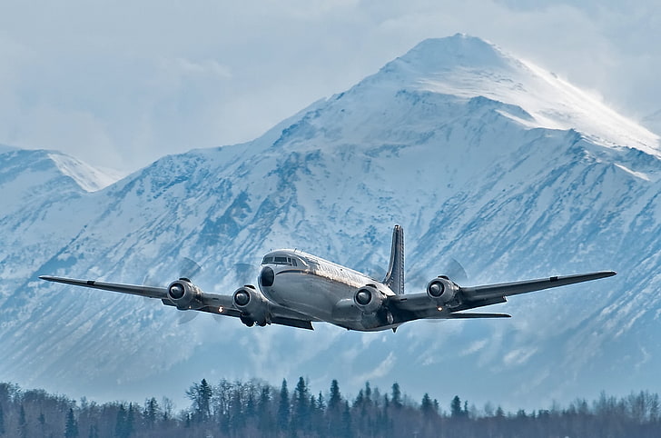 voo, o avião, transporte militar, Douglas DC-6, HD papel de parede