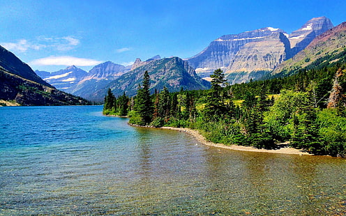 Cosley Lake Glacier National Park Montana Usa Skrivbordsunderlägg Bakgrunder Gratis nedladdning, HD tapet HD wallpaper