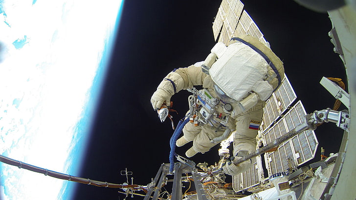 رائد فضاء ، شركة Roscosmos State Corporation ، وكالة ناسا ، محطة الفضاء الدولية ، روسكوزموس، خلفية HD