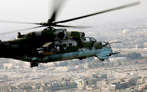 黒と灰色のヘリコプター、飛行機、ヘリコプター、軍隊、mi-24、戦争、ミルmi-24、軍用機、軍、 HDデスクトップの壁紙 HD wallpaper