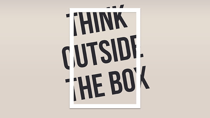 Think Outside The Box texto, texto, redação, minimalismo, tipografia, arte digital, HD papel de parede