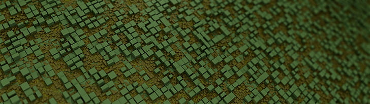 abstrakte prozedurale Generation 3d Mandelbulb 3d Würfel Muster digitale Kunst Kunstwerk grün Mehrfachanzeige, HD-Hintergrundbild