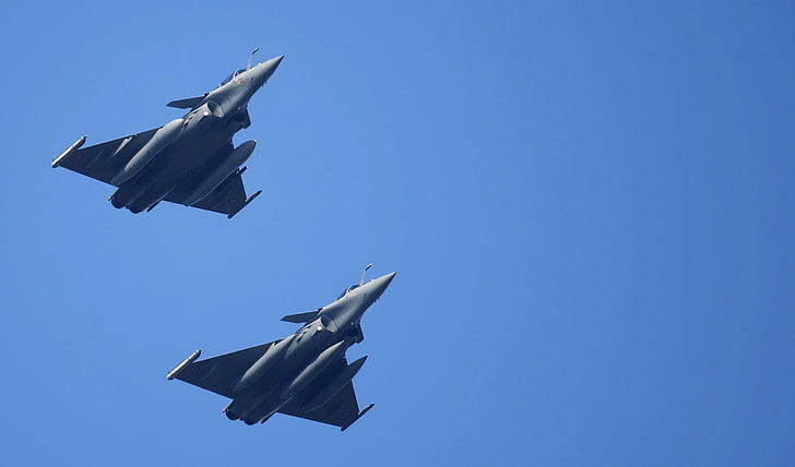 zwei Flugzeuge, Flugzeug, Dassault Rafale, Rafale, Kampfflugzeuge, Düsenjäger, Frankreich, HD-Hintergrundbild