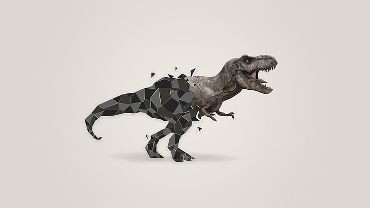 papel de parede preto de Tyrannosaurus Rex, baixo poli, hipopótamo, HD papel de parede