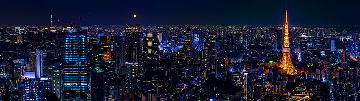 Kota, Tokyo, Bangunan, Kota, Cityscape, Jepang, Malam, Pencakar Langit, Wallpaper HD