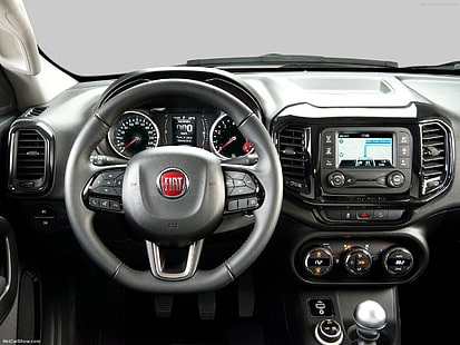 black FIAT multi-function steering wheel, car, car interior, HD wallpaper HD wallpaper