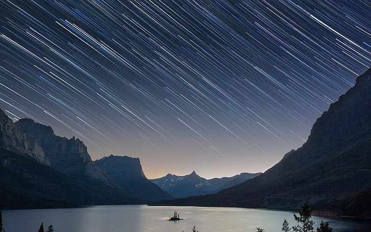 الأرض ، ستار تريل ، البحيرة ، النجوم، خلفية HD