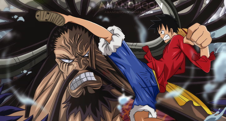 Anime, One Piece, Kaido (One Piece), Monkey D. Luffy, HD wallpaper
