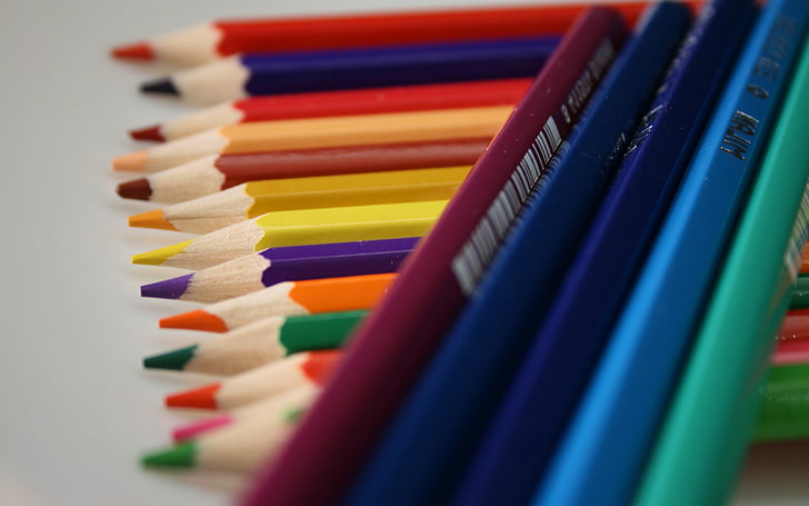 assorted pencils, colored pencils, set, colorful, drawing, HD wallpaper