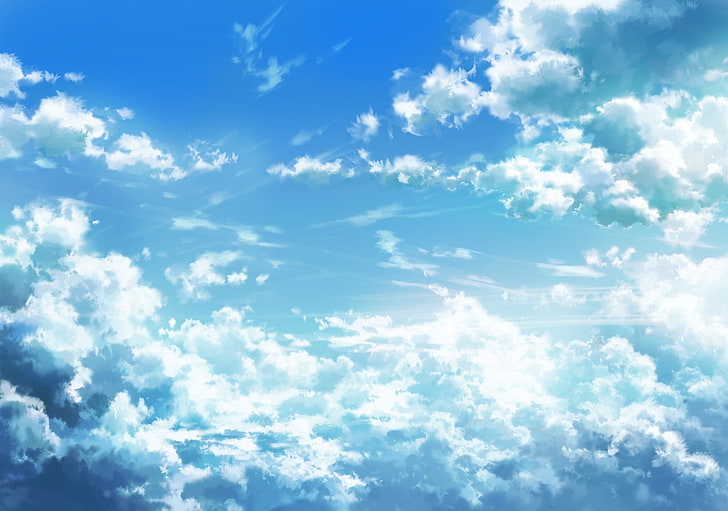 anime landscape, beyond the clouds, sky, Anime, HD wallpaper
