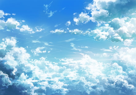 аниме пейзаж, за облаками, небо, аниме, HD обои HD wallpaper