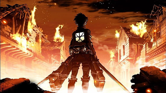 Fond d'écran de l'attaque des titans, Shingeki no Kyojin, Eren Jeager, anime, Fond d'écran HD HD wallpaper