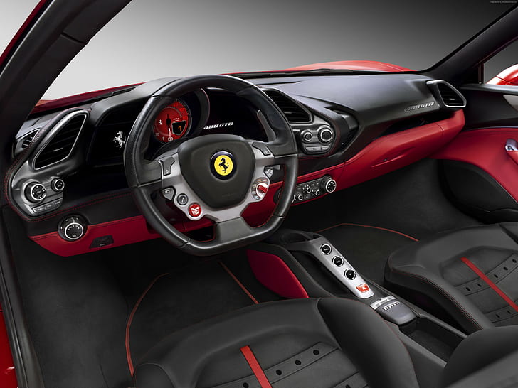 voiture de sport, location, Ferrari 488 GTB, examen, intérieur, acheter, supercar, coupé, Fond d'écran HD