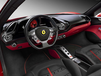 спорткар, прокат, Ferrari 488 GTB, обзор, интерьер, купить, суперкар, купе, HD обои HD wallpaper