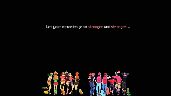 Captura de pantalla de la aplicación del juego Pokemon, videojuegos, Pokémon, tercera generación de pokemon, fondo negro, Ash Ketchum, Charmander, Fondo de pantalla HD