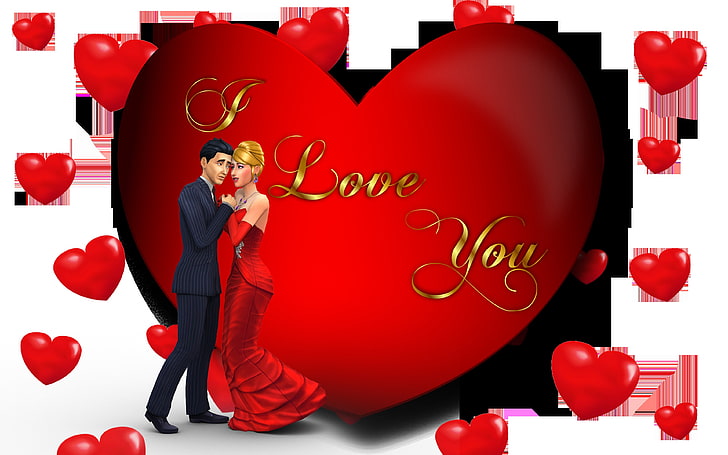 I Love You Loving Couple Red Heart Desktop Hd Wallpaper For Mobile Phones Tablet And Pc 3840×2400, HD wallpaper