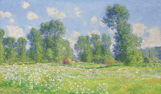 manzara, doğa, resim, Claude Monet, Giverny bahar etkisi, HD masaüstü duvar kağıdı HD wallpaper