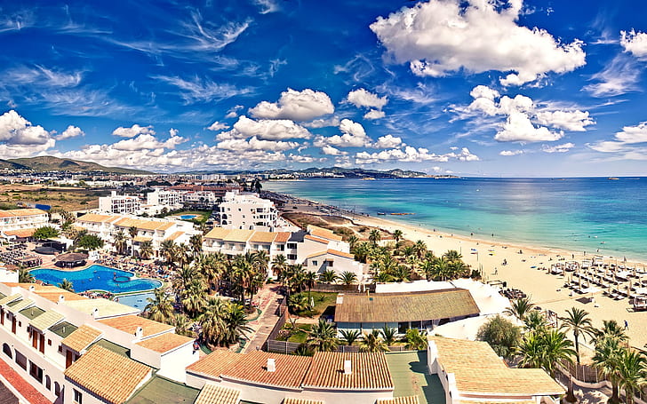Ibiza, Spanien Sandy Beach Hd Desktop Wallpaper, HD tapet