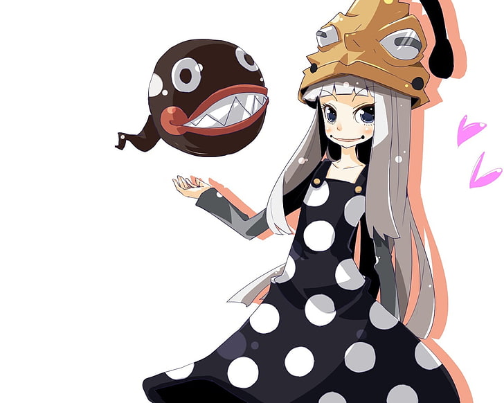 weißhaarige Zeichentrickfigur Tapete, Seelenfresser, Eruka-Frosch, Mädchen, Lächeln, Hut, Kleid, HD-Hintergrundbild