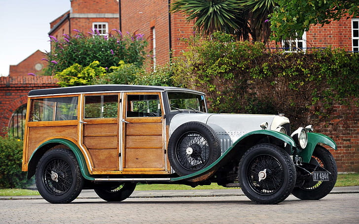 1925 Bentley 3,5 литра, бял и кафяв ретро автомобил, автомобили, 1920x1200, bentley, bentley 3,5 литра, HD тапет