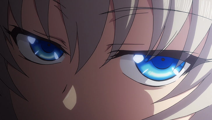 weiße und blaue Wanddekoration, Tomori Nao, Charlotte (Anime), blaue Augen, Nahaufnahme, Anime, weiße Haare, HD-Hintergrundbild